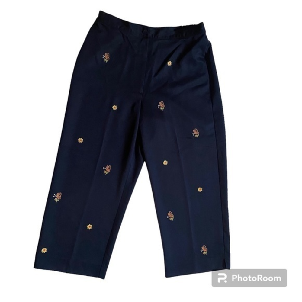 Alfred Dunner Size 8 Pants,  Blue with‎ Butterflies and Flowers